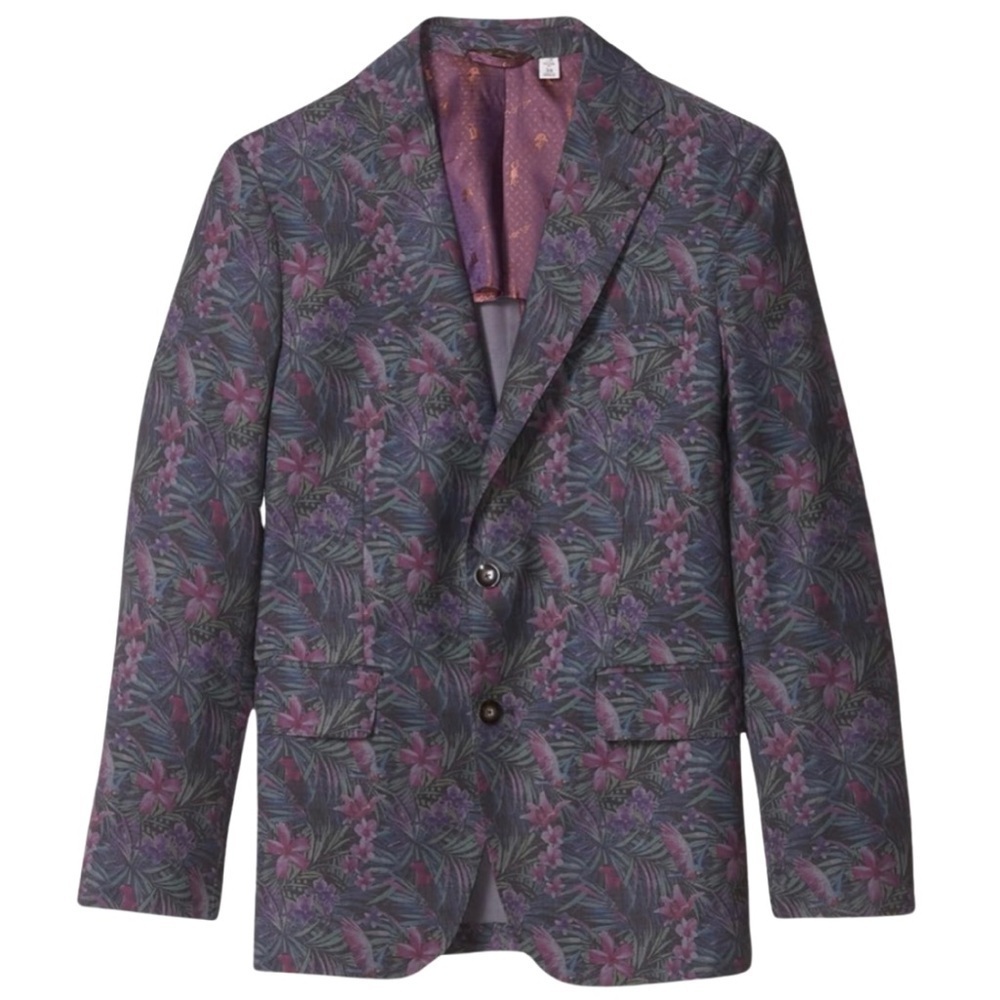 Robert Graham Vettel Floral Sports Blazer SZ 44R Grey Purple Luxury $698 NWT